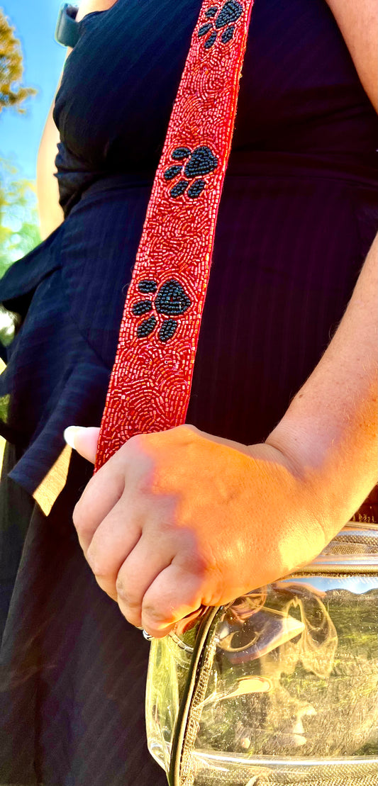 Dawg Paw Print Beaded Purse Strap