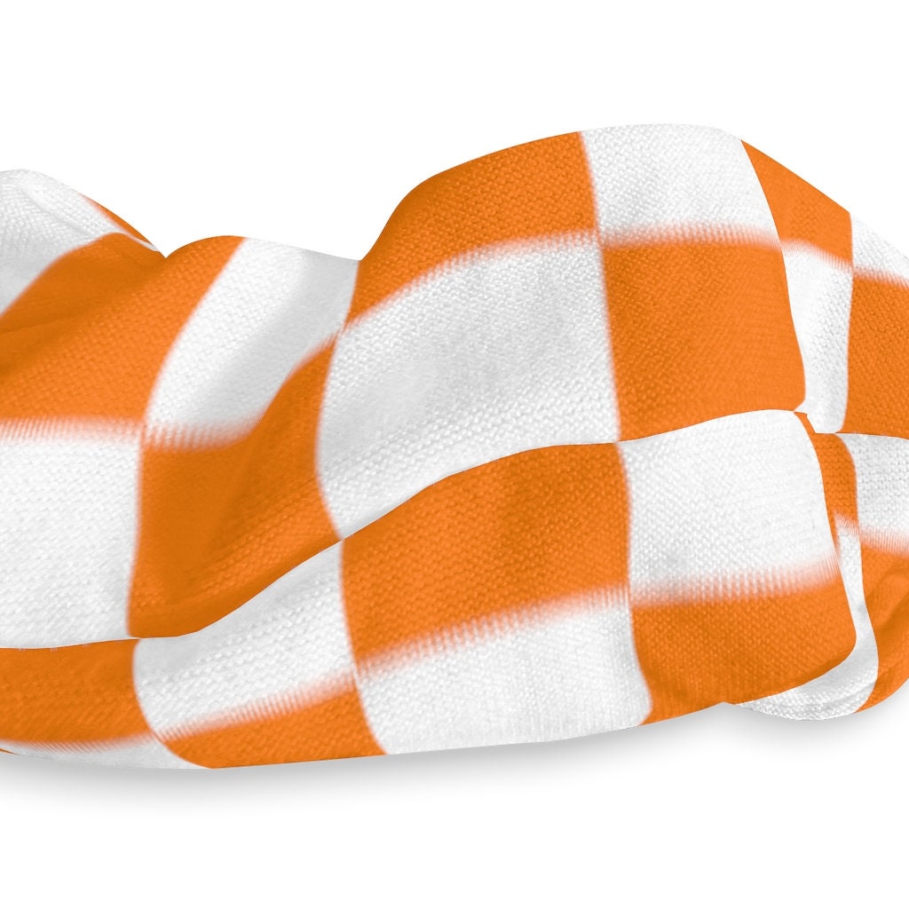 Orange and White Checkerboard Scrunchie