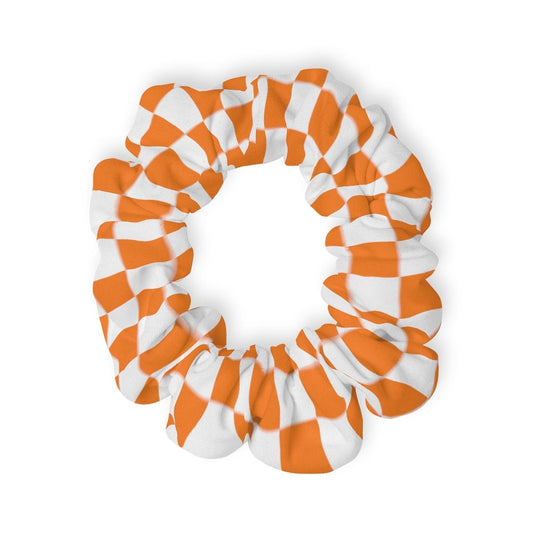 Orange and White Checkerboard Scrunchie