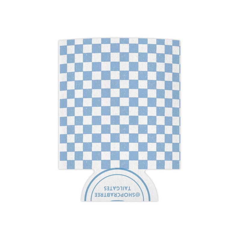 Carolina Blue Checkered Can Cooler